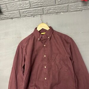 Mens LL Bean Fit Button Down Shirt Long Sleeve Burgundy  Made in USA Size S